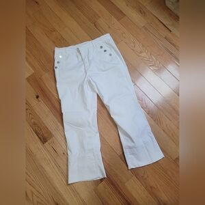 White Button-Accent Pants